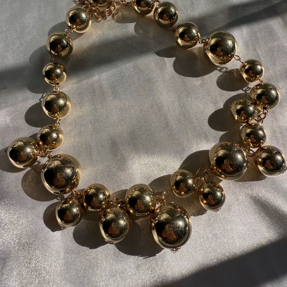 Zara new!! Gold ball. Gold. Gold Beaded Necklace. Adjustable - Picture 10 of 10